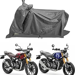 ROMEIZ - Two Wheeler - Bike Cover for 2024 Triumph Speed 400 | Triumph Scrambler 400X Bike Cover with Water-Resistant and Dust Proof Premium 190T Fabric_Entire Grey-picture-13