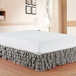 Elegant Comfort Luxurious Premium Quality 1500 Thread Count Wrinkle and Fade Resistant Egyptian Quality Microfiber Multi-Ruffle Bed Skirt - 15inch Drop, Twin, Grey-picture-13