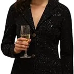 Women's Sparkle Embellished Burgundy Blazer Jacket - Slim Fit-image-11