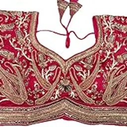 vihu fashion Women's Readymade Bridal Blouse Embroidery Copper Coding Glitter Sequence Thread Work Indian Ethnic Designer Half Sleeve Blouse Readymade for Women Saree Bridal Lehenga Choli-picture-13