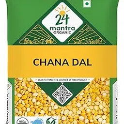 24 Mantra Organic Chana Dal/Bengalgram Dal/Kandi pappu - 1 Kg | Pack of 1 | 100% Organic | Chemical Free & Pesticides Free | Unadulterated-image-0
