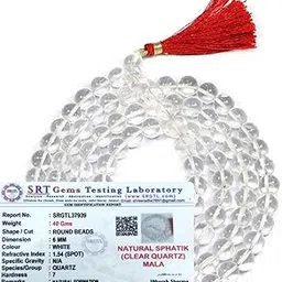 All Time Clear Quartz Sphatik Jaap Mala for Pooja and Astrology Certified (108+1 Beads) (Bead Size : 6 mm) for Unisex Adult-picture-32