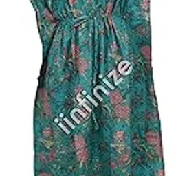 iinfinize 100% Pure Cotton Kaftan Nightwear Maxi Nighty Gown Floral Print Free Size Casual Dress Lightweight Night Suit Multicolour-picture-24
