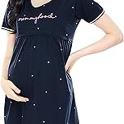 zeyo Women's Cotton All Over Print Knee Length Maternity Nighty-picture-15