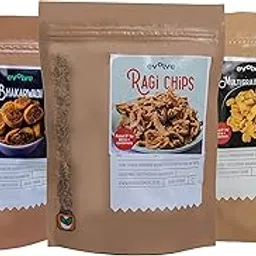 Evolve Healthy Snacks Combo for Kids, Adults | Gluten Free, High Protein, Organic | Ragi Chips,Bhakarwadi, Multigrain Puffs | Indian Snack - Pack of 3-picture-15