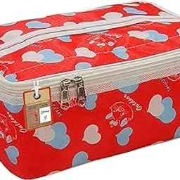 atorakushon® Fabric Women Cosmetic Makeup Storage Box Travel Vanity Toiletry Bag Wardrobe Organizer Jewellery Pouch Pack of 1 (Multicolor)-image-29