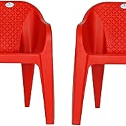 Plastic Chair | Chiars for Home | Dining Chair | Plastic Sofa Set, Office, Garden, Indoor & Outdoor | Kursi | Color - Red | Set of 2 Pieces-picture-24