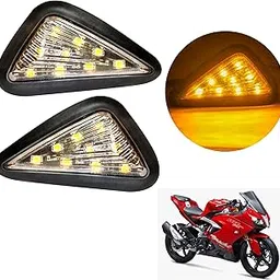 Asryd Motorcycle Turn Signal Smoke Triangle Flush Mount Turn Signal Indicators Amber LED Light Motorbike Lamp Waterproof (Pack of 2) (Pack of 2) For TVS Apache RR310, Black-picture-29