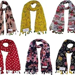 fusfus Women's Printed Scarf and Stoles, (Multicolor, FS10149) - Pack of 6-picture-16