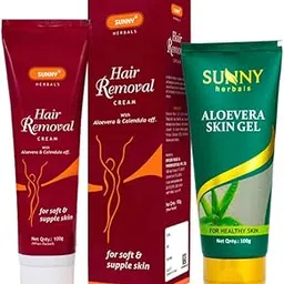 Sunny Herbals Hair Removal Cream(100gm) & Aloevera Skin Gel Moisturizer(100gm) | For Pain Free & Gentle Removal of Unwanted Hair | Provides Radiant, Glowing Look Skin | Fights Flaky or Patchy Skin-picture-10