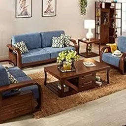 MAHIMART & HANDICRAFTS Sheesham Wood 6 Seater Sofa Set With Center Coffee Table | Stylish Handcrafted Wooden 3+2+1 Couch Furniture for Guest Room, Living Room, Hotel, Lobby, Office, Home (Teak Finish)-image-30