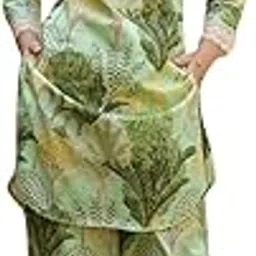nainvish Women's Green Printed Straight Cotton Blend V-Neck Co-ord Set (SD682_KB_(4)-picture-30