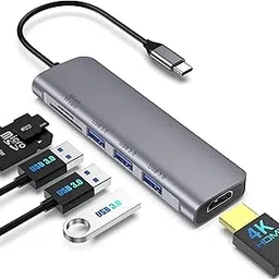 6 in 1 USB C Hub Multiport Adapter with 4K HDMI, 3 USB 3.0 Ports, SD/TF Card Reader, Portable USB C Docking Station Compatible for MacBook Pro/Air, iPad Pro, Chromebook, Dell XPS, HP, Surface-picture-25