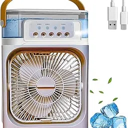 Portable Mini Cooler Fan, Evaporative Artic Air Conditioner, Humidifier & Purifier, USB Powered AC with 7-Color LED Light, 1/2/3H T,3 Wind Speeds, Spray Modes for Room Cooling, Home Office-picture-23