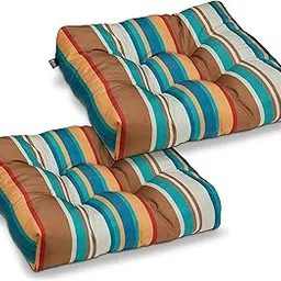 Classic Accessories Water-Resistant Square Patio Seat Cushions, 19 x 19 x 5 Inch, 2 Pack, SanteFe Stripe, Outdoor Seat Cushions-picture-37