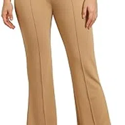 Women's Regular Fit Stretchable Cotton Blend Solid Bell Bottom Trousers-picture-30