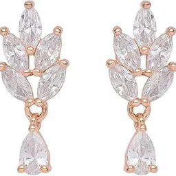 nilu's collection Rose Gold Plated Stud Earrings with American Diamonds For Women and Girls| Office Wear | Lightweight| Anti-Tranish-picture-11