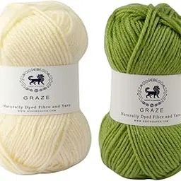 Nestnhaven Acrowools Graze Hand Knitting and Crochet Yarn. Pack of 1 Ball - 100gms. Shade no - NNHG002 (Off White) & NNHG0015 (Pista Green)-picture-63