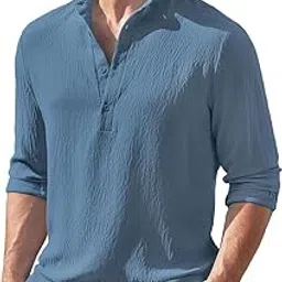 bellstone Men's Polycotton Solid Regular Kurta (KURTA1602_Denim Blue_M-picture-63