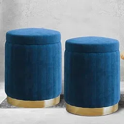 SEROFIK Ottoman Stool, Round Dutch Velvet Cover Memory Foam Padded Ottoman Bench Footrest, Pouffe, Office Stool, Makeup Chair, Vanity Chair for Living Room, Bedroom-picture-26
