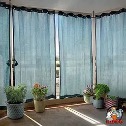 HIPPO 150 GSM Outdoor Sun Blocking Balcony Eyelet/Grommet Curtains Sun & UV Protection, Light Filtering 4.5FTX9FT Long Door Curtain (Cool-Blue)-picture-14