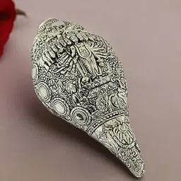 Funku Fashion Sterling Silver Plated Dashavatar Decorative Shankh, Antique Finish, 8.5inch | Virat roop Dhashavatar Vishu Shakh for Mandir Pooja and Decoration-image-35