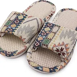 vritraz Women’s Ethnic Pattern Indoor Slippers | Soft Cotton Home Slides with Boho Print | Comfortable, Anti-Slip, Breathable House Sandals for Ladies & Girls-picture-23