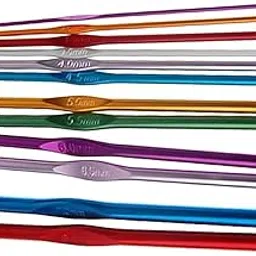 Kavya Craft Present Set of 12pcs Multicolor Aluminium Crochet Hook Knitting Needle Set for Sewing Craft Yarn Sweater Woolen Cloth (Size from 2.0mm to 8.0mm)-picture-60