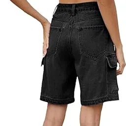 Women’s Washed Denim Shorts | Street Fashion Utility Look-image-11