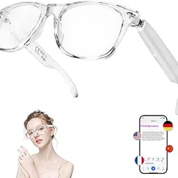 KXBVDY AI Smart Glasses for Women Men - Bluetooth 5.4 with Chat GPT, Blue Light Filtering Lenses, Translation Glasses with 144 Languages & Accents for Travel Meeting Trade Business, White-picture-12