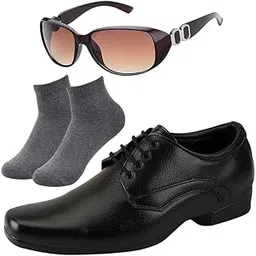 vitoria l Men Black Lace Formal Shoes with Dark Gray & Women Gaga Brown image 1