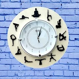 Angira Handicrafts Wooden Yoga Poses Wall Clock for Home,Office,Living Room-picture-23