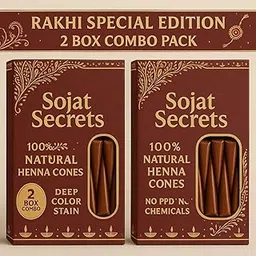 Sojat Secrets Rakhi Special Edition – 2 Box Combo Pack of 100% Natural Henna Cones | Deep Color Stain | No PPD, No Chemicals | Herbal Mehndi for Hands & Feet – 24 Cones Total-picture-35