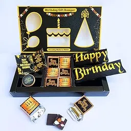 Expelite Happy Birthday Chocolate Gift Hamper Pack, Pack of 9 with 100gram Chocolate (6 Piece Chocolate + Birthday Sash + Greeting Card + Keychain), For Friends, Brother, Sister, Parents-image-1