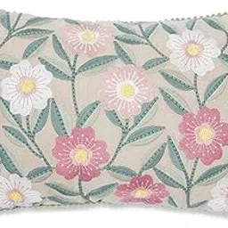 haus & kinder Printed & Embroidered Decorative Throw Cushion Cover 12 x 18 inches for Living Room Sofa (Bloomscape)-picture-20