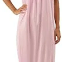 red rose Full Length Nighty Slip | 100% Hosiery Cotton Softness | Lightweight & Breathable Long Slip | Sleepwear Nightdress Pink-picture-32