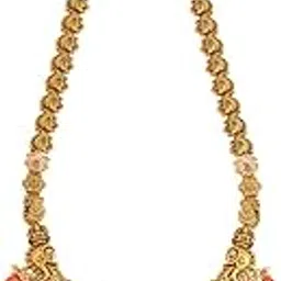 kushal's Fashion Jewellery RBY GRN CRL Gold Polished Antique Long Necklaces/Haaram With Adjustable Chainbest for Festive Season, Necklace for women - 433472-picture-15