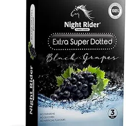 Night Rider Extra Super Dotted, Flavoured, Premium Condoms, 144pcs (48 Packs of 3) Electronically Tested, Lubricated Condom. (1 count (Pack of 144), BLACK GRAPES)-picture-58