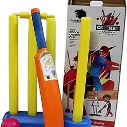 pizzlys India Plastic Cricket Set, Multi Color Cricket Set Junior,4 Stumps, 2 Base, 1 Wales, 1 Bat and 1 Ball.-picture-21