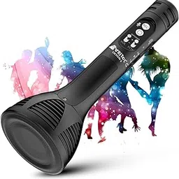 VRJTEC Bluetooth Karaoke Mic - Wireless & Multifunctional2 in 1 Microphone with Audio Recording, 12 Hours Battery Life + USB Charging + Card Slot + Aux Port (Black - Color)-picture-23