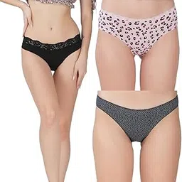 thread sutra Women?s Premium Cotton Panties | Antimicrobial & Breathable | Everyday Comfort with Amazing Fit | Soft Fabric Innerwear for All-Day Freshness & Hygiene | Bikini | Pack of 3 |-picture-47