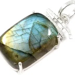 Goyal Craft Labradorite Natural Gemstone Silver Plated Men and Women 1.5" PendantJewelleryGPDA-70-picture-23