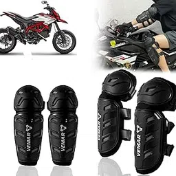 Auto Pearl Motorcycle Knee Shin Guards Elbow Pads, 4 in 1 Monstor Style Knee Shin Safe Protection Armor for Moto Cycling Racing compatible with Hypermotard (Black, 4Pcs)-picture-64