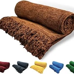 Sofa Throws for 3 Seater | Soft Chenille Sofa Throw | Throws for Sofa and Couch | Throw Blanket (Size : 70X55 inch) (Camel)-picture-17