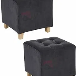 ObalTure Pouffes Bench Seating Stool for Living Room Office Patio Kitchen Bench Puffy Wooden Mudda Ottoman Stools Set of 2 Footrest Stool Pouf.(Black) image 1