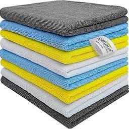 SOFTSPUN Microfiber Cleaning Cloths, 8 pcs 30x40cms 280GSM Multi-Color Highly Absorbent Lint and Streak Free Multi Purpose Wash Cloth for Kitchen Car Window Stainless Steel Silverware.-picture-15
