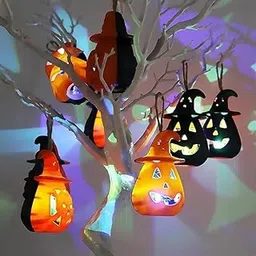 Partymane 2 pcs Pumpkin Lamp for Halloween Decoration Halloween Flameless Lamps Color Changing for Hanging in Garden,Indoor and Outdoor-image-83