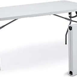 KAIHAOWIN Plastic Folding Table-5ft Fold in Half Picnic Table with Carrying Handle for Indoor Outdoor Camping Wedding Laundry Party-White-image-94