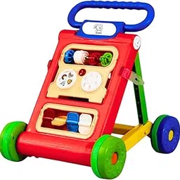 Storio Baby Walker Adjustable Height, Multi-Function Anti-Rollover Folding Walker with Height Adjustable 6-18 Months Baby Walker with Recreational Toy bar (Red)-picture-24