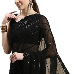 vairagee Women Soft Georgette Emroidery Saree With Sequence Work Unstitched Blouse (6047)-picture-15